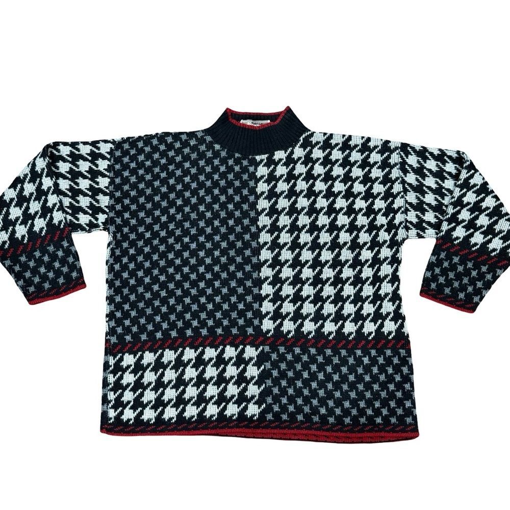 🖤 VTG United States Sweaters Houndstooth Knit Sweater - Women’s M -Made in USA�
